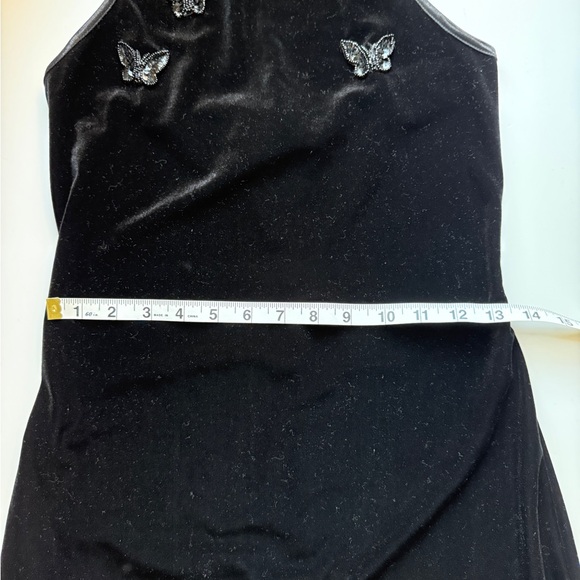 City Triangles Y2K 90s Black Velvet Maxi Dress Butterfly Beaded Side Slit - Picture 11 of 12